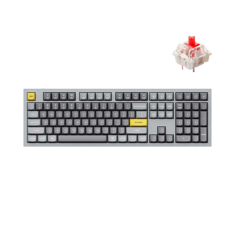 Keychron Q6 QMK Custom Mechanical Fully Assembled Swappable RGB Backlight Keyboard - Silver Grey (Gateron G Pro Red Switch) (Q6D1)