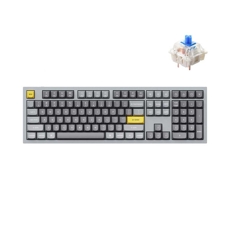 Keychron Q6 QMK Custom Mechanical Fully Assembled Swappable RGB Backlight Keyboard - Silver Grey (Gateron G Pro Blue Switch) (Q6D2)