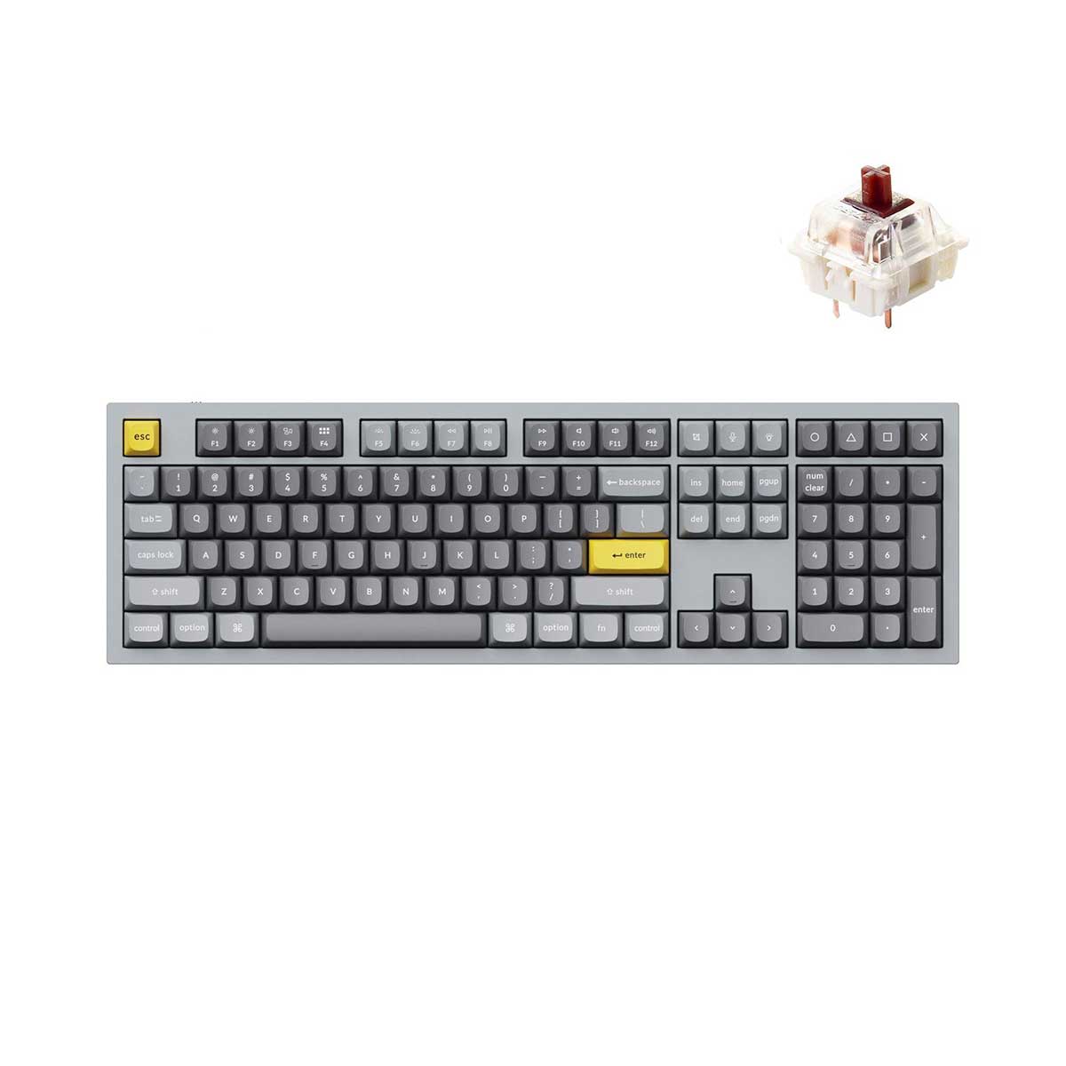 Keychron Q6 QMK Custom Mechanical Fully Assembled Swappable RGB Backlight Keyboard - Silver Grey (Gateron G Pro Brown Switch) (Q6D3)