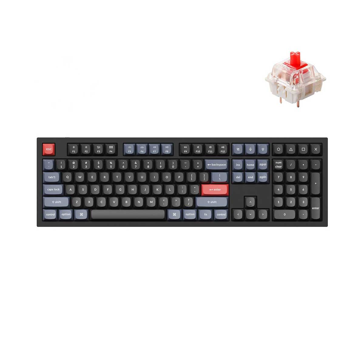 Keychron Q6 QMK Custom Mechanical Fully Assembled Swappable RGB Backlight Keyboard - Carbon Black (Gateron G Pro Red Switch) (Q6C1)