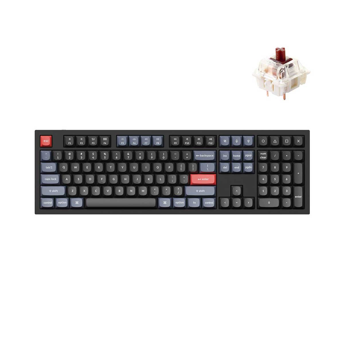 Keychron Q6 QMK Custom Mechanical Fully Assembled Swappable RGB Backlight Keyboard - Carbon Black (Gateron G Pro Brown Switch) (Q6C3)