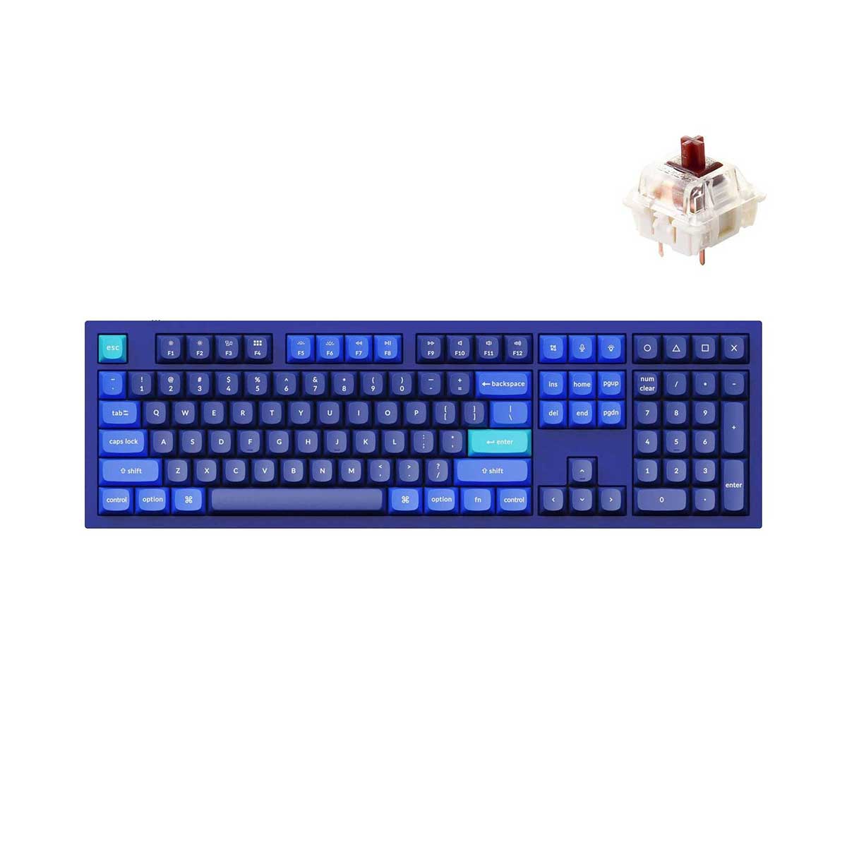 Keychron Q6 QMK Custom Mechanical Fully Assembled Swappable RGB Backlight Keyboard - Navy Blue (Gateron G Pro Brown Switch) (Q6J3)