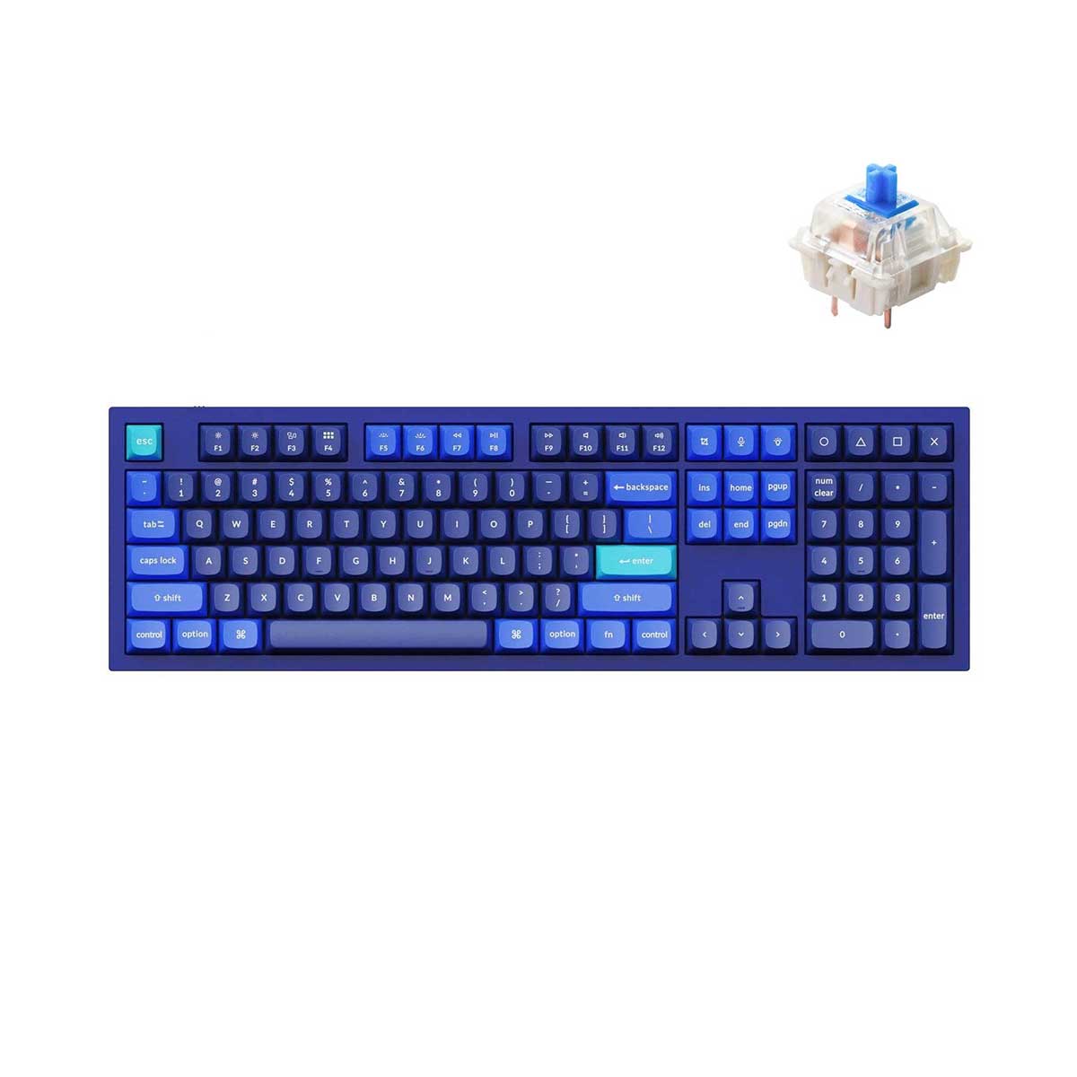 Keychron Q6 QMK Custom Mechanical Fully Assembled Swappable RGB Backlight Keyboard - Navy Blue (Gateron G Pro Blue Switch) (Q6J2)