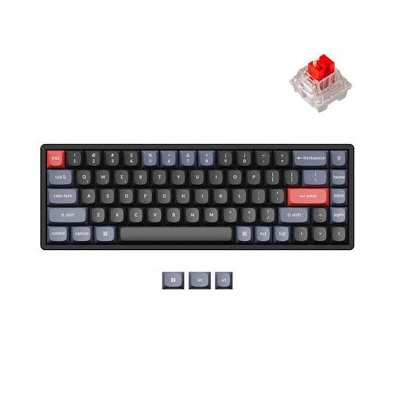 Keychron K6 Pro QMK/Via Wireless Custom Mechanical Hot-Swappable RGB Backlight Aluminum Keyboard - Black (K Pro Mechanical Red Switch) (K6P-J1Z)