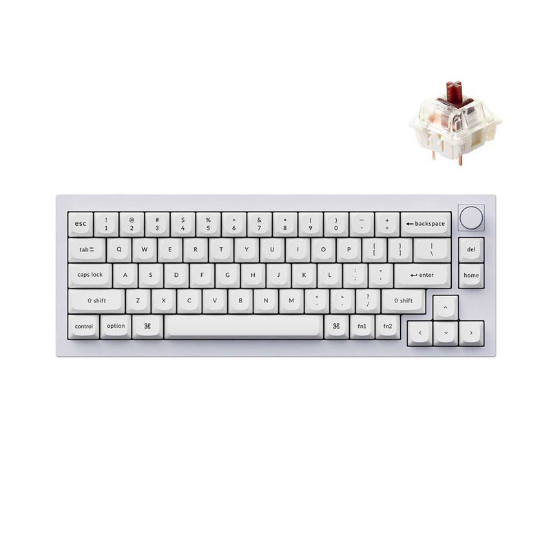 Keychron Q2 QMK Custom Mechanical Knob Version Hot-Swappable RGB Keyboard - Shell White (Gateron G Pro Brown Switch) (Q2P3)