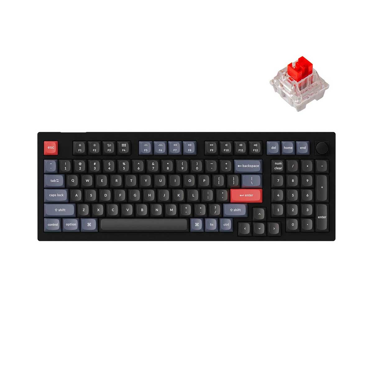 Keychron V5 QMK Custom Mechanical Knob Version Hot-Swappable RGB Keyboard - Carbon Black (K Pro Red Switch) (V5D1)