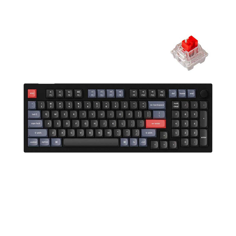 Keychron V5 QMK Custom Mechanical Knob Version Hot-Swappable RGB Keyboard - Carbon Black (K Pro Red Switch) (V5D1)