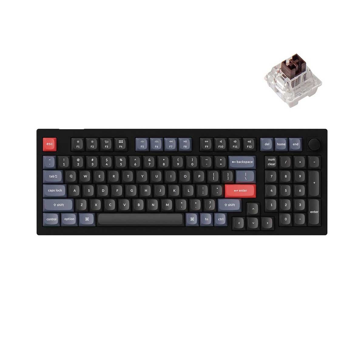 Keychron V5 QMK Custom Mechanical Knob Version Hot-Swappable RGB Keyboard - Carbon Black (K Pro Brown Switch) (V5D3)