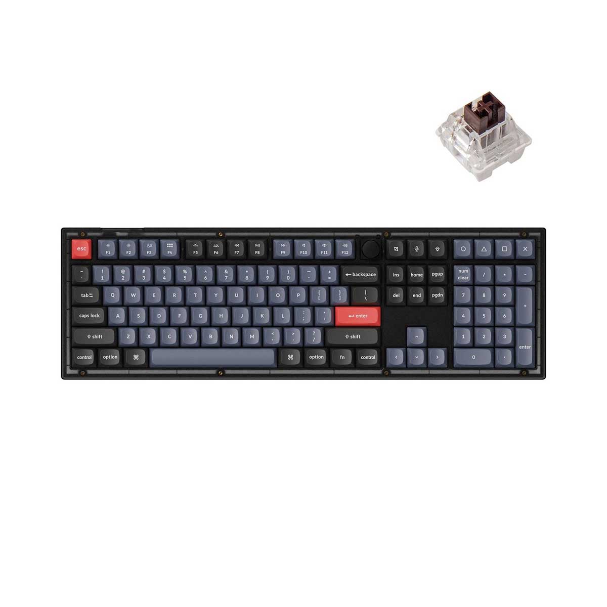 Keychron V6 QMK Custom Mechanical Knob Version Keyboard - Frosted Black (K Pro Brown Switch) (V6C3)
