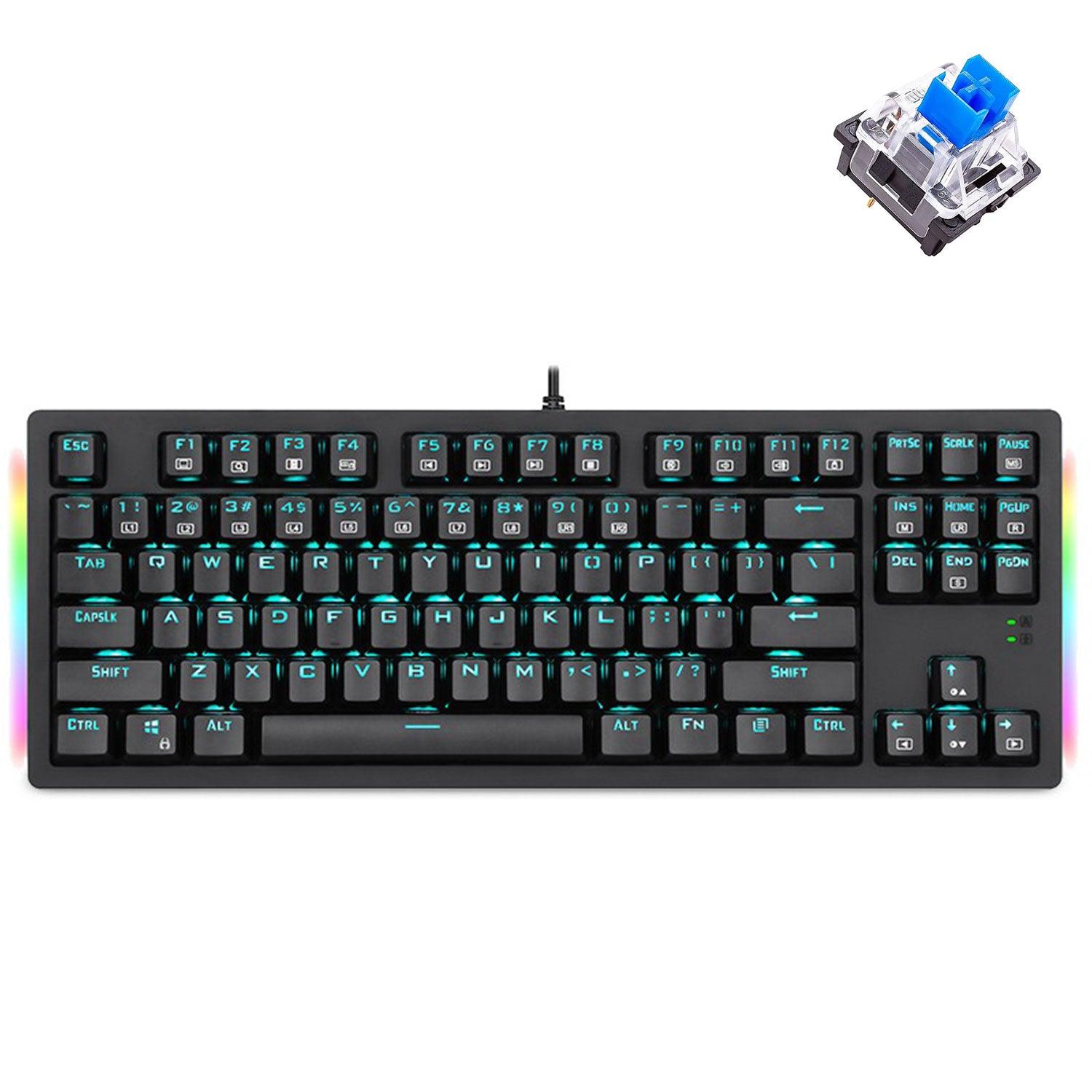 E-YOOSO K-620 Single Light With RGB Side Light 87 Keys Mechanical Keyboard Black (Blue Switch) - DataBlitz