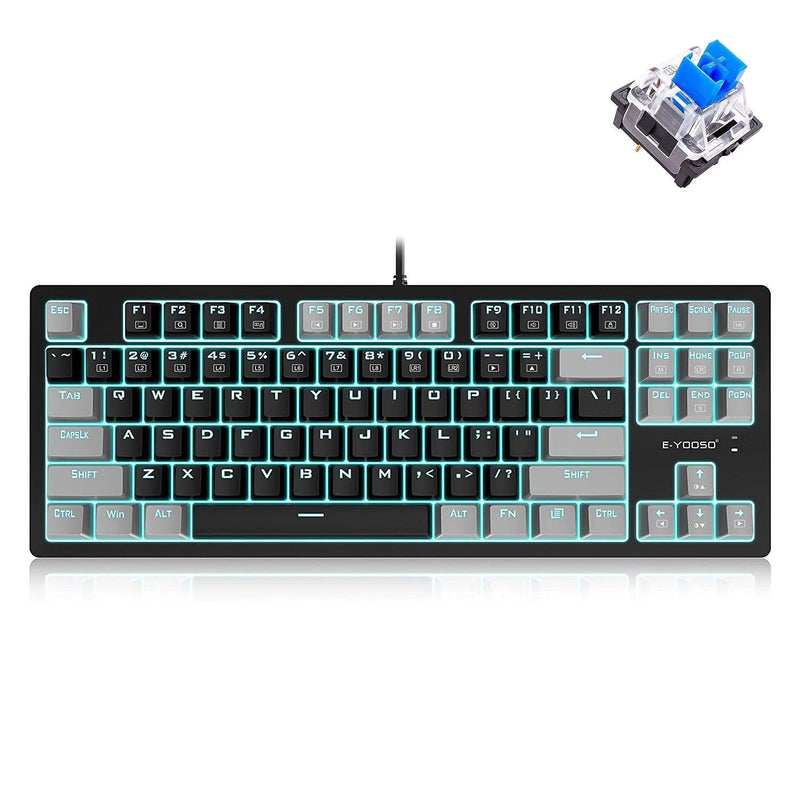 E-YOOSO K-620 Single Light With RGB Side Light 87 Keys Mechanical Keyboard Black/Gray (Blue Switch) - DataBlitz