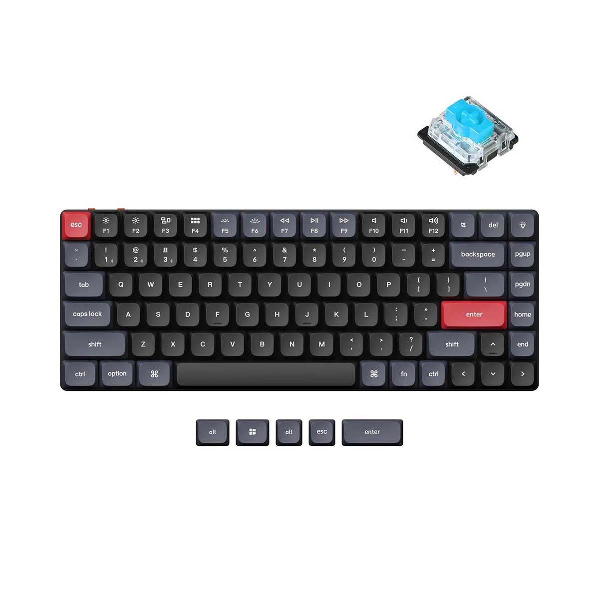 Keychron K3 Pro QMK/Via White Backlight Wireless Custom Mechanical Keyboard (Low Profile Gateron Mechanical Blue Switch) (K3P-A2)