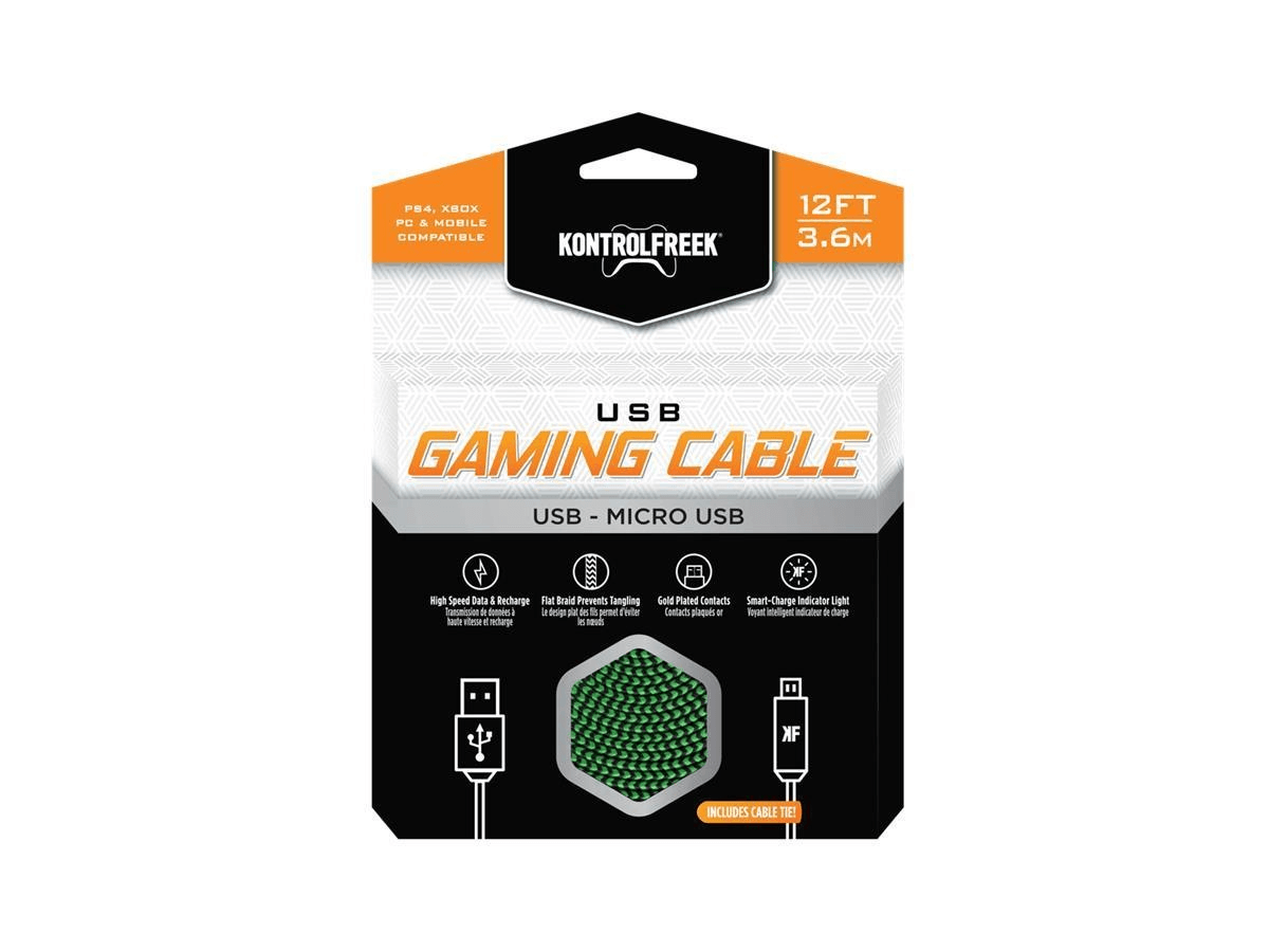 Kontrolfreek 12ft/3.6m Usb 2.0 Gaming Cable Green And Black (4300) - DataBlitz