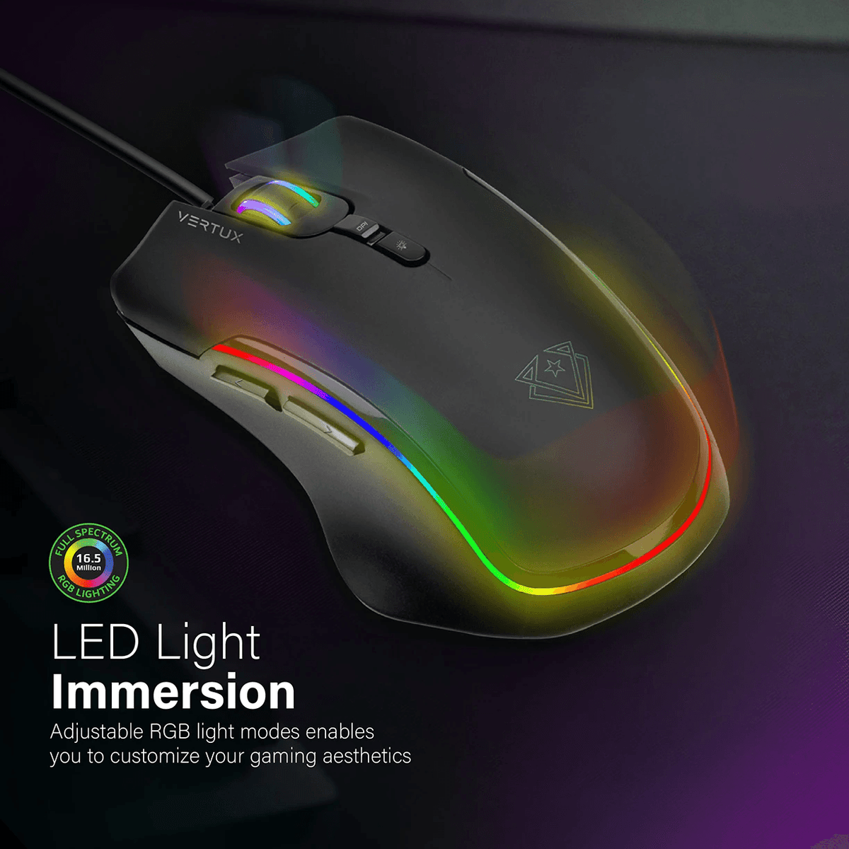 VERTUX Assaulter Gamecharged Lightweight Gaming Mouse Black - DataBlitz