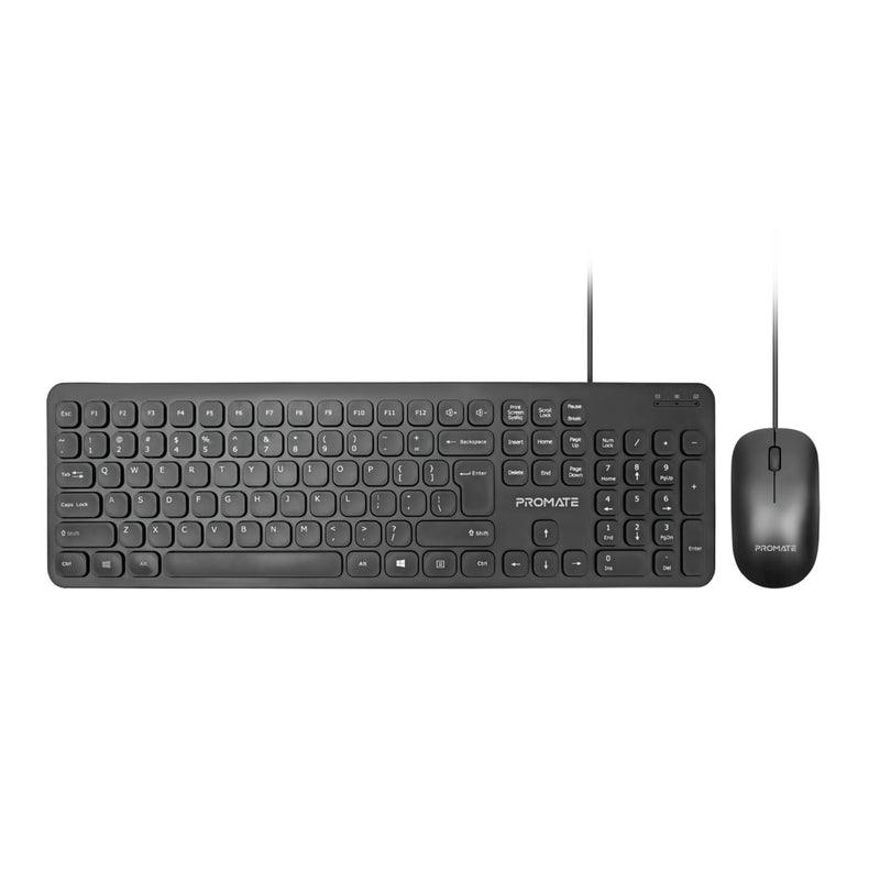 Promate Combo-KM2 Quiet Key Wired Compact Keyboard & Mouse - DataBlitz