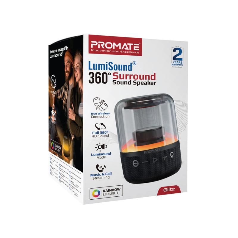 Promate Glitz Lumisound 360 Degrees Surround Sound Speaker (Black) - DataBlitz