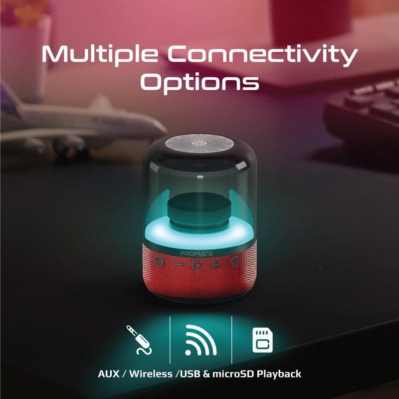 Promate Glitz Lumisound 360 Degrees Surround Sound Speaker (Red) - DataBlitz