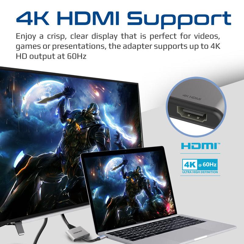 PROMATE Medialink-H2 4K High Definition USB-C To Dual HDMI Adapter (Grey) - DataBlitz