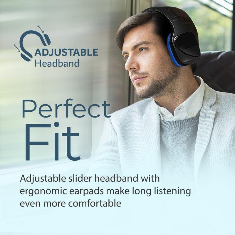 PROMATE Nova Balanced Hi-Fi Stereo Wireless Headphones (Blue) - DataBlitz