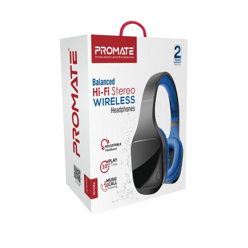 PROMATE Nova Balanced Hi-Fi Stereo Wireless Headphones (Blue) - DataBlitz