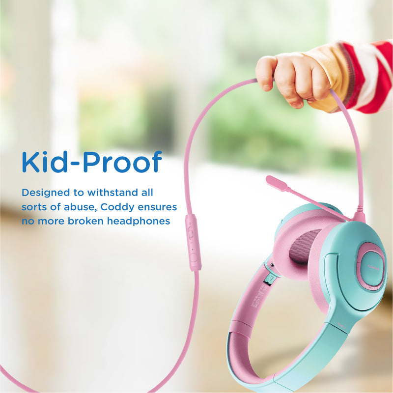 Promate Coddy Hi-Definition Safe Audio Wireless Headphone (Bubblegum)