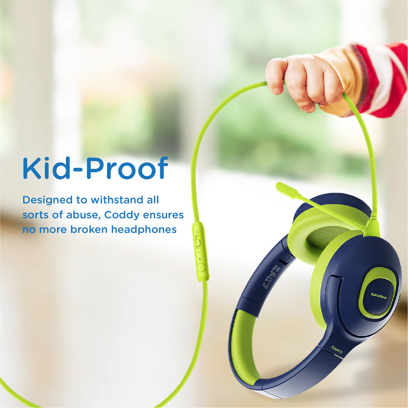 Promate Coddy Hi-Definition Safe Audio Wireless Headphone (Emerald)