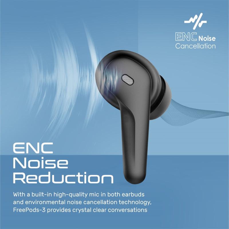 Promate Freepods-3 High Definition ENC Earphones With Intellitouch (Black) - DataBlitz