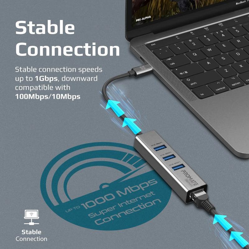 PROMATE Gigahub-C Multi-Port USB-C Hub With Ethernet Adapter - DataBlitz