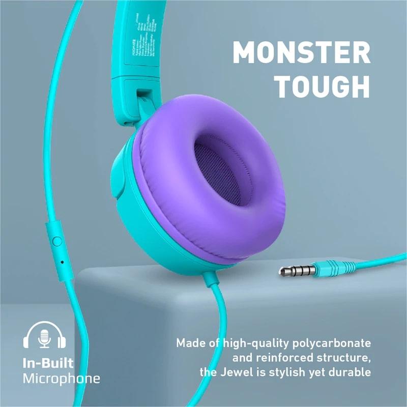 PROMATE JEWEL HD STEREO KIDSAFE WIRED HEADSET (AQUA) - DataBlitz
