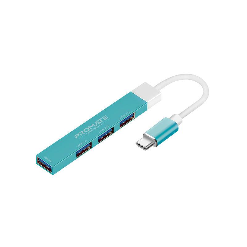 PROMATE Litehub-4 4-In-1 Multi-Port USB-C Data Hub (Blue) - DataBlitz