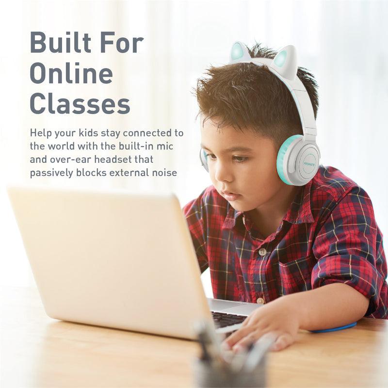 Promate Panda Kidsafe Kawaii Style Wireless Kids Headphone (Aqua) - DataBlitz