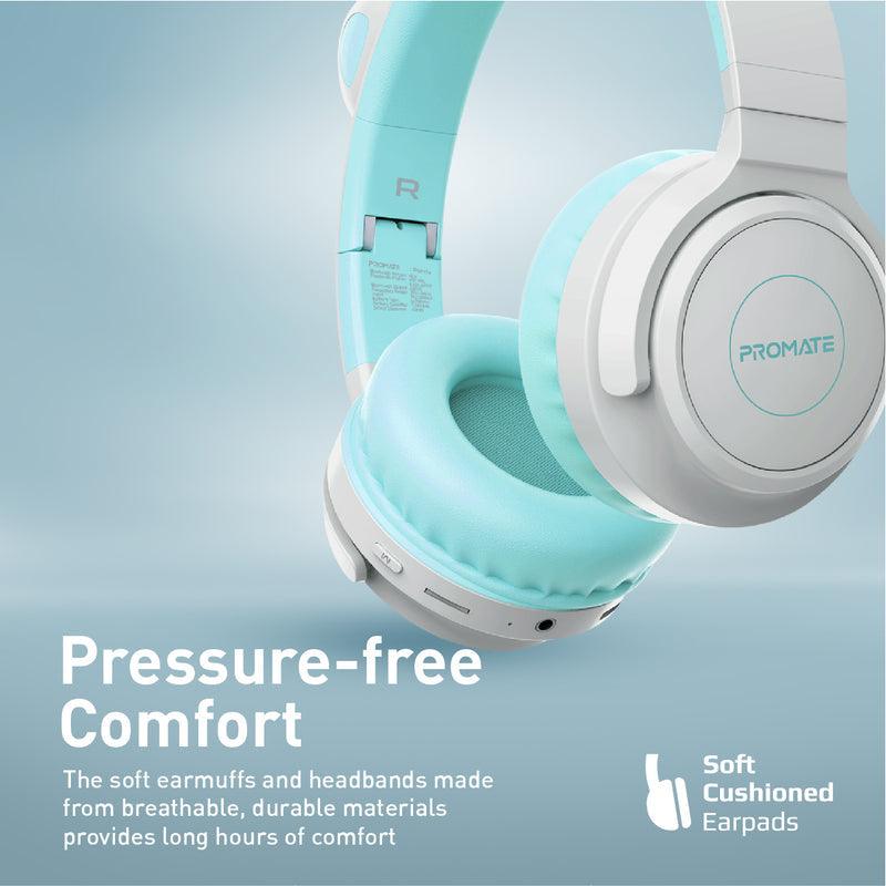 Promate Panda Kidsafe Kawaii Style Wireless Kids Headphone (Aqua) - DataBlitz