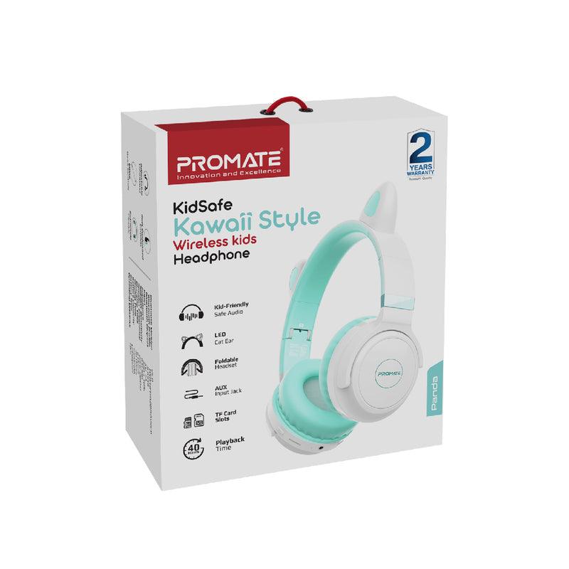 Promate Panda Kidsafe Kawaii Style Wireless Kids Headphone (Aqua) - DataBlitz