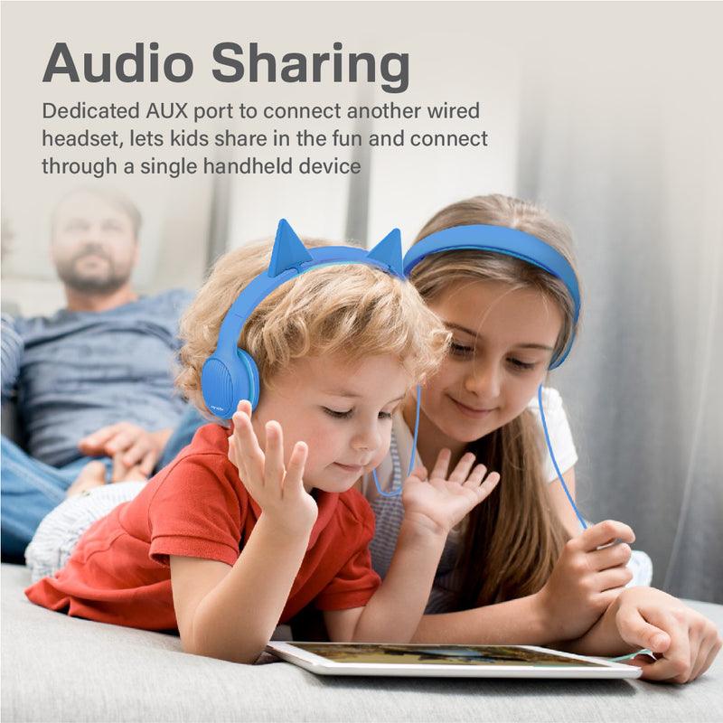 PROMATE Simba Over-Ear Hi-Definition Safe Audio Wired Headset (Aqua) - DataBlitz