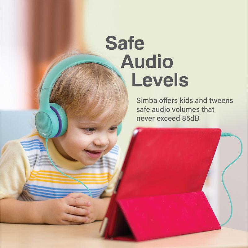 PROMATE Simba Over-Ear Hi-Definition Safe Audio Wired Headset (Emerald) - DataBlitz
