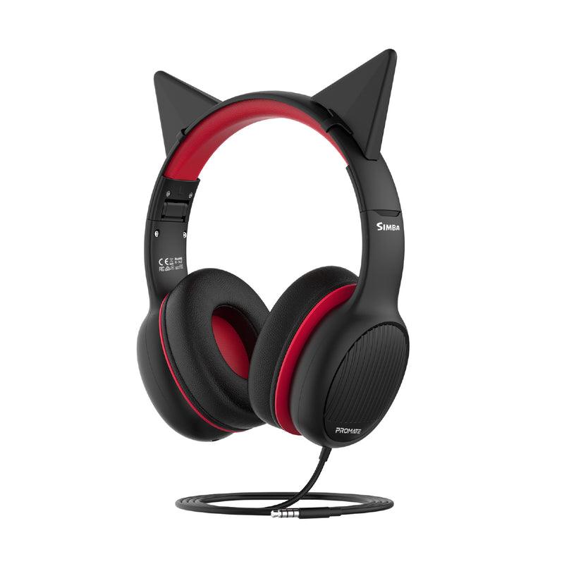 PROMATE Simba Over-Ear Hi-Definition Safe Audio Wired Headset (Black) - DataBlitz