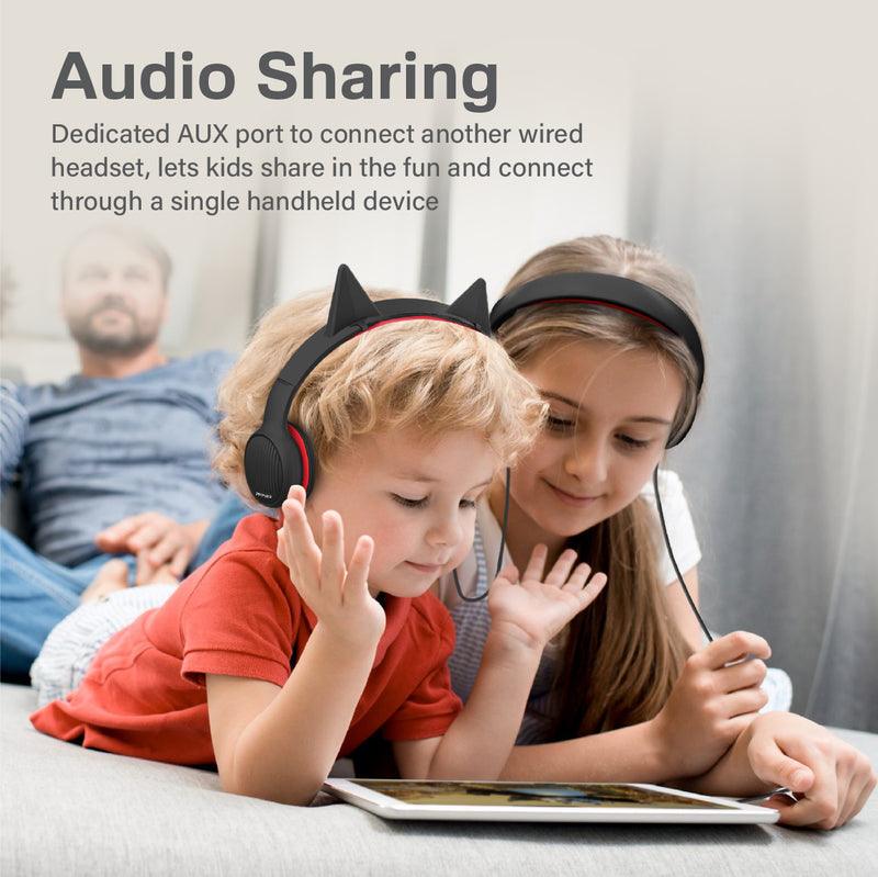 PROMATE Simba Over-Ear Hi-Definition Safe Audio Wired Headset (Black) - DataBlitz