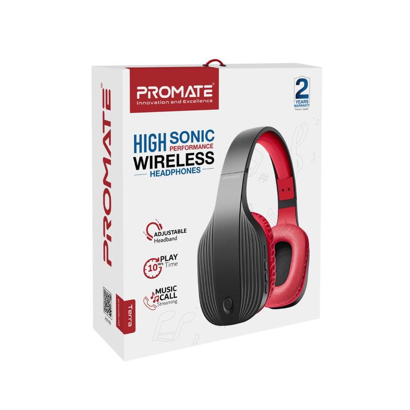 Promate Terra High Sonic Performance Wireless Headphones (Maroon) - DataBlitz