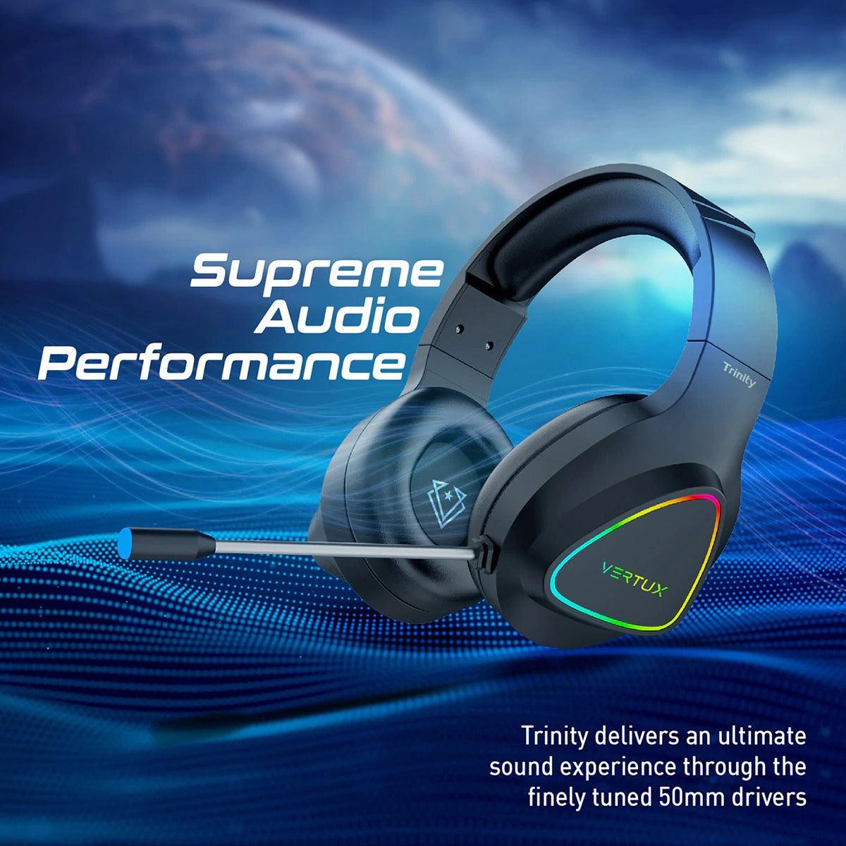 VERTUX TRINITY STEREO IMMERSIVE PRO GAMING OVER-EAR WIRED HEADPHONE (BLACK) - DataBlitz