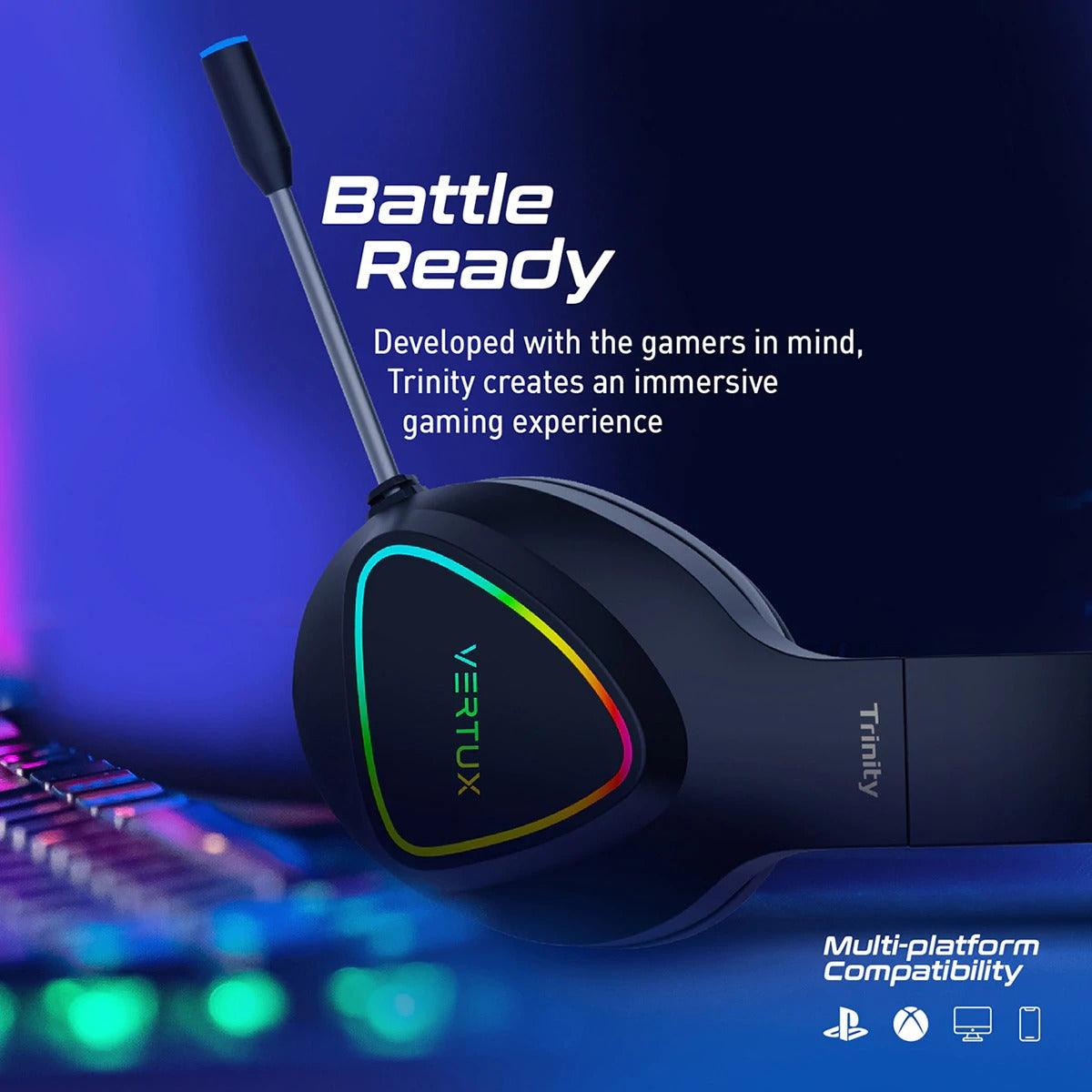 VERTUX TRINITY STEREO IMMERSIVE PRO GAMING OVER-EAR WIRED HEADPHONE (BLACK) - DataBlitz