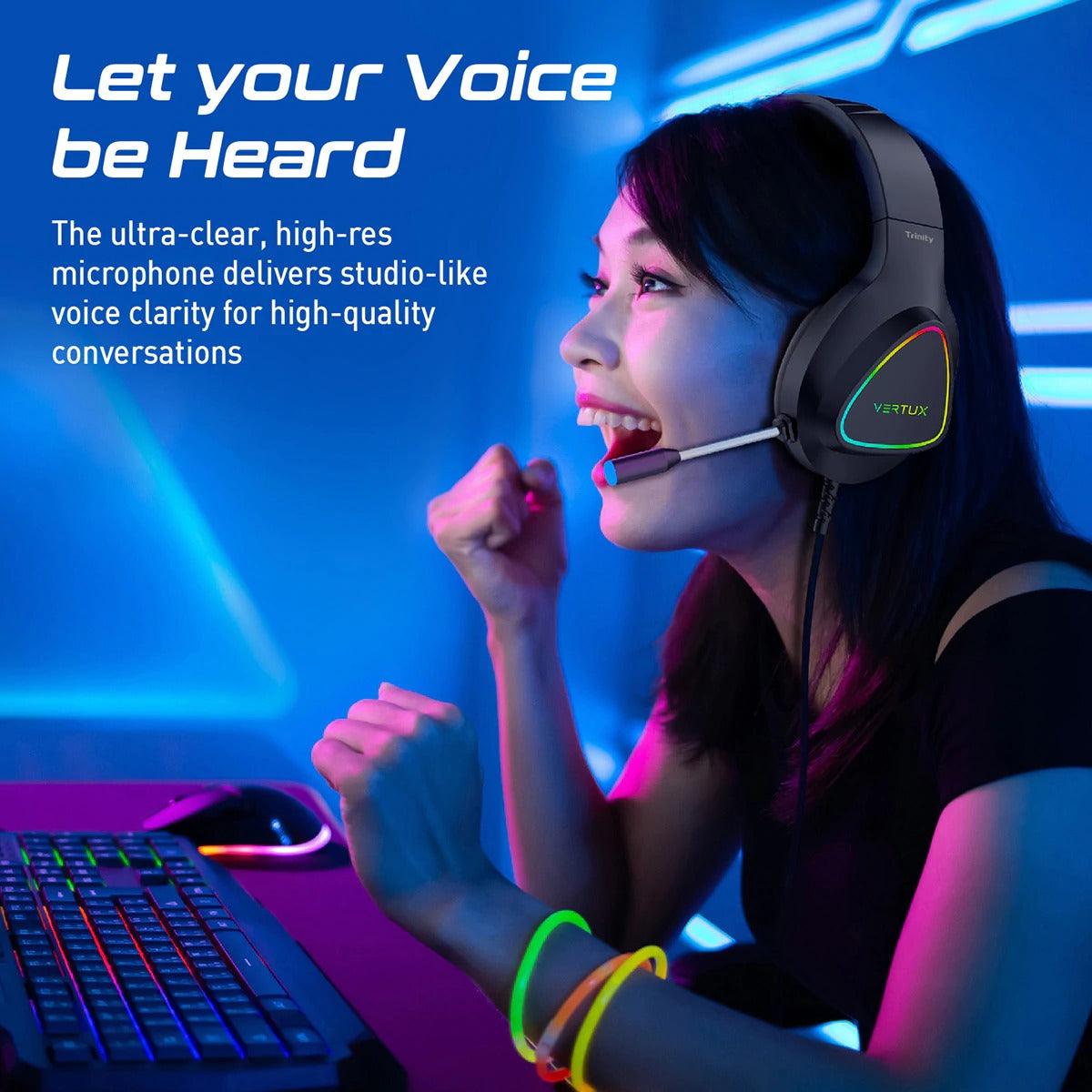 VERTUX TRINITY STEREO IMMERSIVE PRO GAMING OVER-EAR WIRED HEADPHONE (BLACK) - DataBlitz