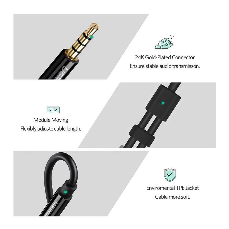 UGREEN 3.5mm Male To 2 Female Audio Cable Abs Case (Black) (AV141/30620) - DataBlitz