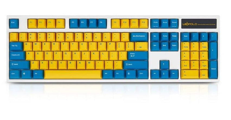 LEOPOLD 104-KEYS MECHANICAL KEYBOARD TWO-TONE YELLOW/BLUE KEYCAP + BLUE/WHITE FONT (SILENT RED SWITCH) (FC900RS/EYBPD(W)) - DataBlitz