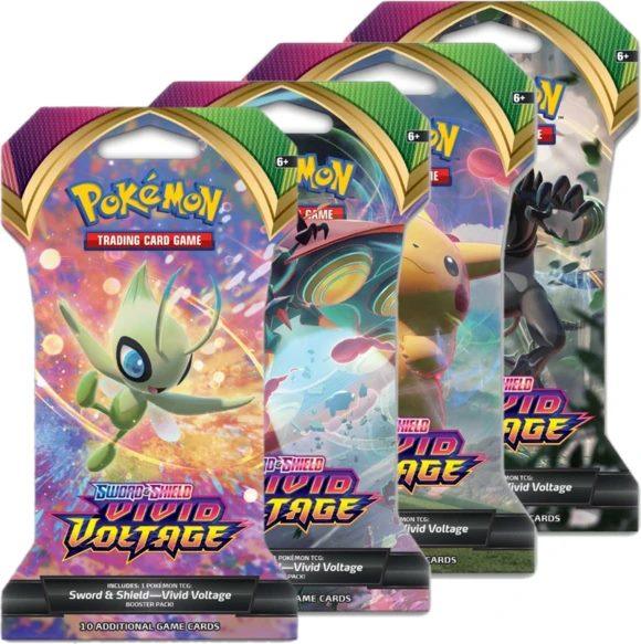POKEMON TRADING CARD GAME SS4 SWORD & SHIELD VIVID VOLTAGE BOOSTER (ONE RANDOM BOOSTER SLEEVED ) - DataBlitz