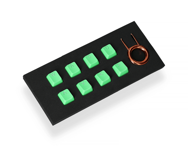 TAIHAO RUBBER DOUBLE SHOT BACKLIT GAMING WASD KEYCAPS SET FOR CHERRY MX SWITCH TYPE (8-KEYS) (NEON GREEN) - DataBlitz