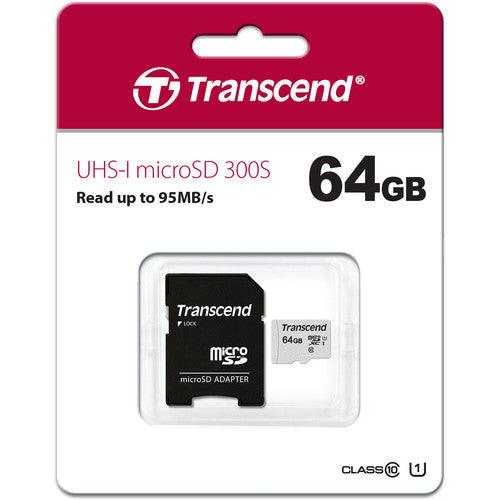 Transcend 64GB UHS-I MICROSD 300S W/Adapter - DataBlitz