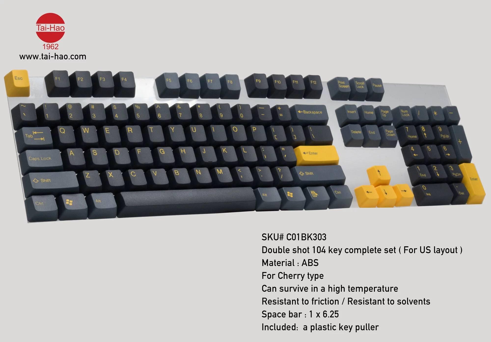 TAIHAO DOUBLE SHOT ABS KEYCAPS SET FOR CHERRY MX SWITCH (104-KEYS) (BATMAN) (BLK/DARK GRAY/YELLOW) (C01BK303) - DataBlitz