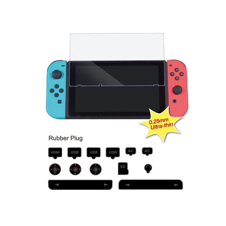 Nintendo Switch Console Mario Red & Blue Edition (Includes Carrying Case) + NSW Dobe Dust-Proof Kit Include Rubber Plug & Toughened Glass Film (TNS-862) Bundle - DataBlitz