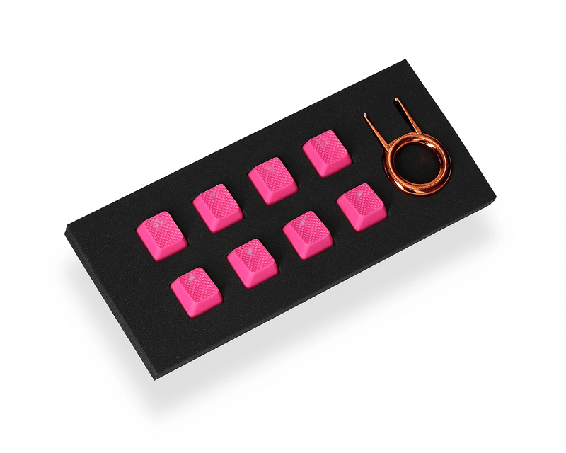 TAIHAO RUBBER DOUBLE SHOT BACKLIT GAMING WASD KEYCAPS SET FOR CHERRY MX SWITCH TYPE (8-KEYS) (NEON PINK) - DataBlitz