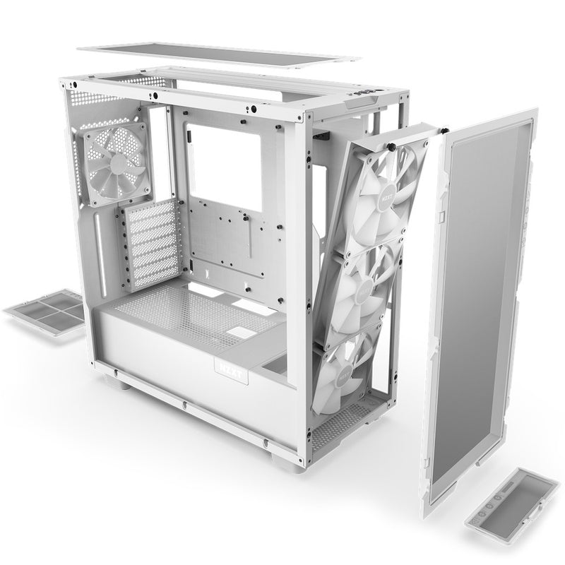 NZXT H7 Flow Mid-Tower Airflow Case With RGB Fans (Matte White)